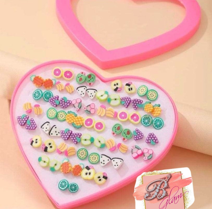 36 Girly Earrings W/ Case