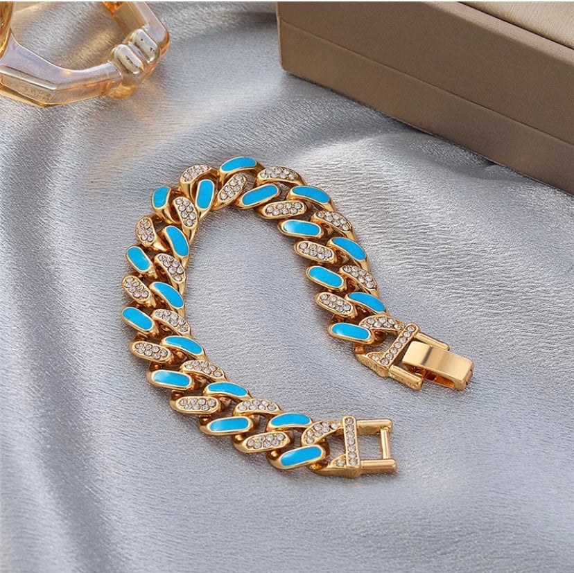 Two Color Cuban Link Anklet